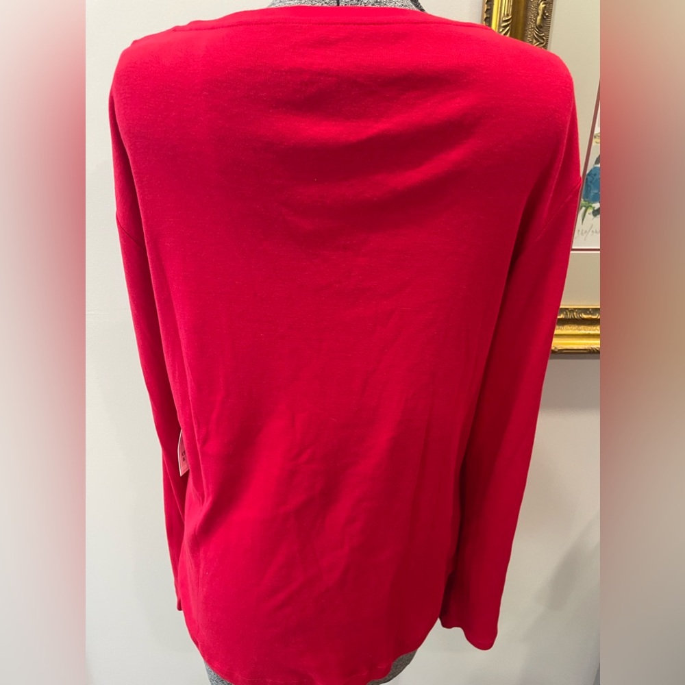 🆕Crown & Ivy NWT perfectly Pima all cotton long sleeve red ladies tshirt 1X soft - Picture 7 of 13